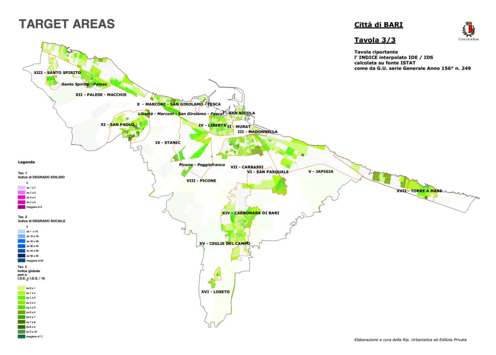 Priority neighbourhoods in the city of bari, Italy. Source (c) City of Bari